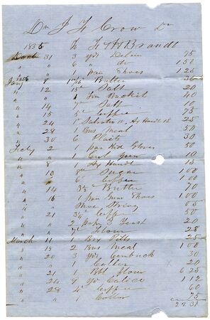 Expense list for John Finley Crowe, 1856 Thumbnail