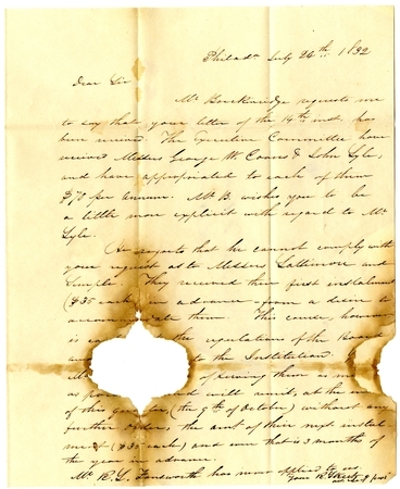 Letter from [R. Strect] to John Finley Crowe, 1832 Thumbnail