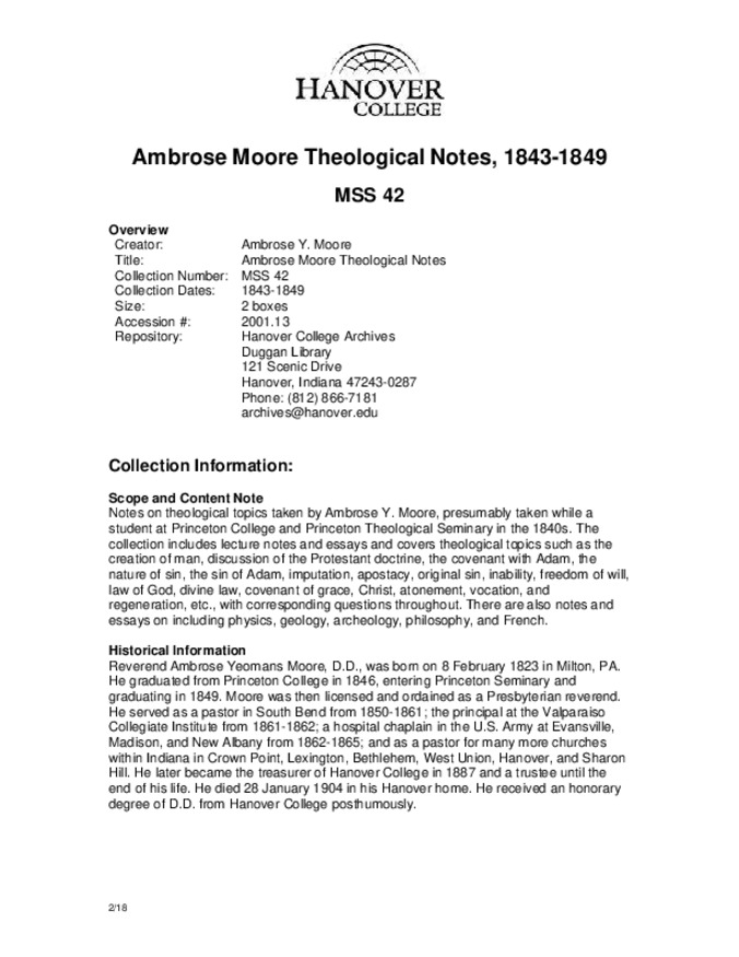Ambrose Moore Theological Notes, 1843-1849 - Finding Aid Miniaturansicht