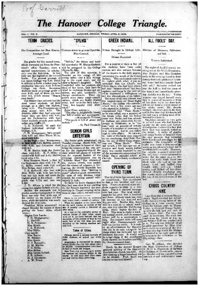 Triangle, Vol. 1, no. 2, April 9, 1909 Thumbnail