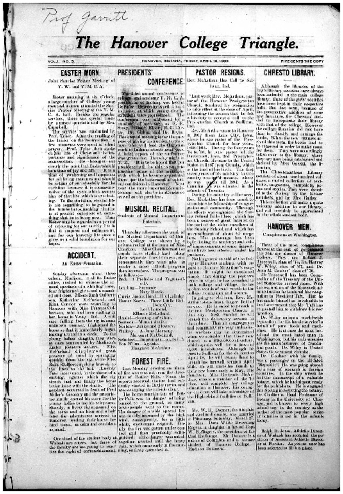 Triangle, Vol. 1, no. 3, April 16, 1909 Thumbnail